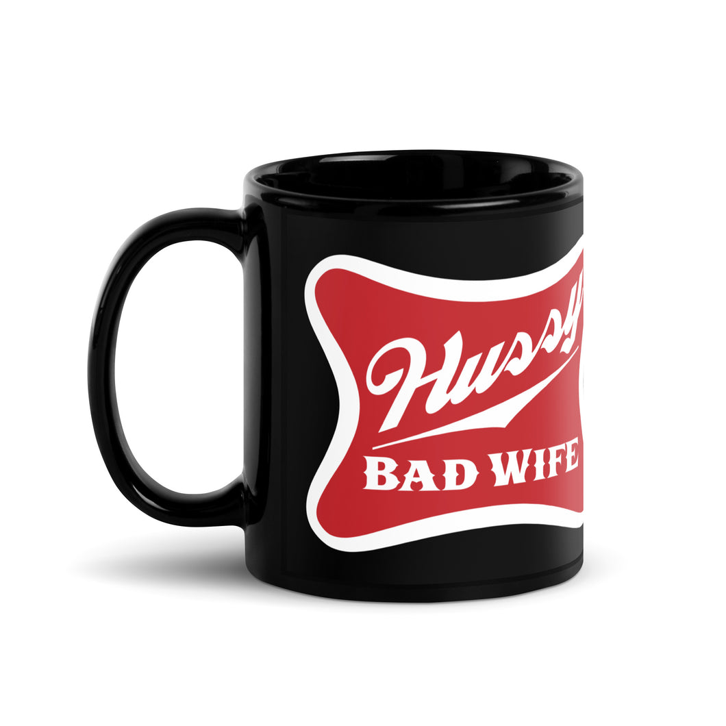 Hussy Bad Wife Black Glossy Mug