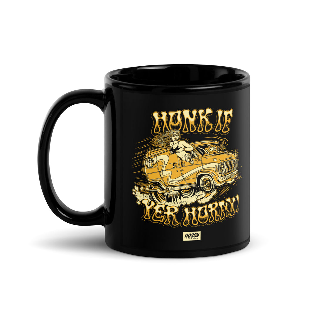 Honk If Yer Horny T-shirt Black Glossy Mug